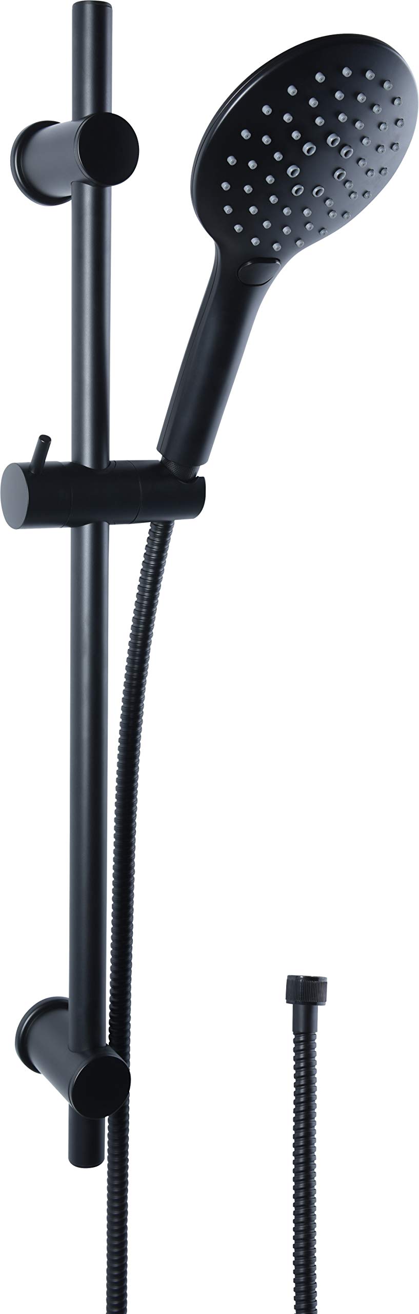 Cornat Zestaw prysznicowy "Noir" — Black Edition — słuchawka prysznicowa 125 mm — 3 rodzaje strumienia: strumień normalny i natryskowy — ochrona przed kamieniem i wkładem oszczędzającym wodę — z wężem prysznicowym i drążkiem ściennym / system prysznicowy