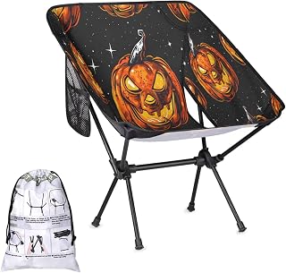 Angry Pumpkins Camping Chairs for Adults Ultralight Folding Chairs Outside Portable Camp Backpacking Chair with Side Pocket Storage Bag Compact Beach Chairs for Hiking Fishing