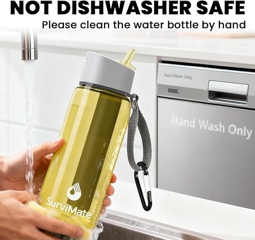 Miniatura 9 de Botella de agua filtrada de ultrafiltración de 5 etapas de 0.01μm SurviMate, material libre de BPA, certificada NSF/ANSI 42 y 372, botella de filtro