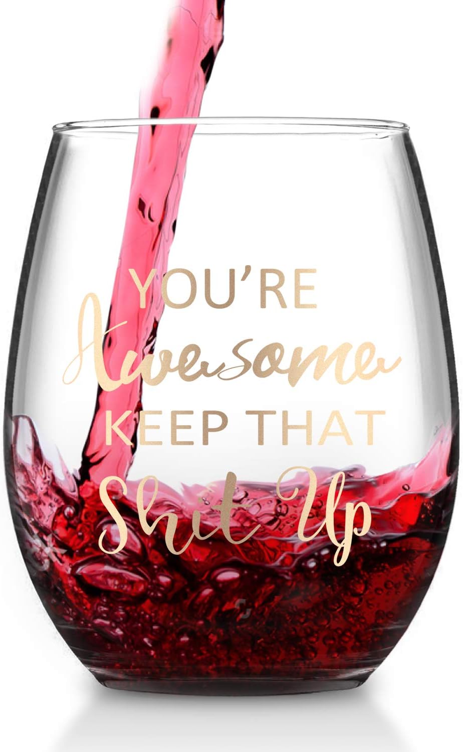 Bеѕt Dеаl Chеар 🛒 Wine Glass You're Awesome Keep That up Stemless Wine Glass for Women, Funny wine glass for Friends Girlfriend Coworker 15 Oz Stemless Wine Glass with Gold Words