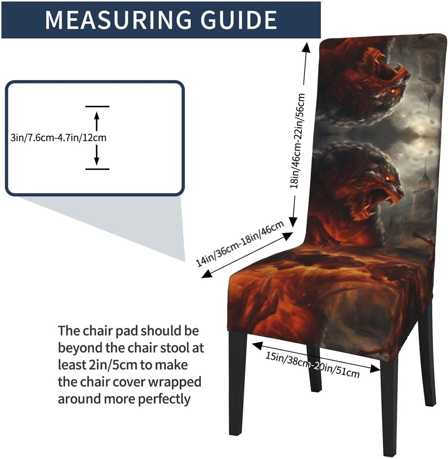 Battle Monster Prints Protection Cover for Dining Chair - Stretchable Chair Throw Covers for Dining Room, Hotel Event Party