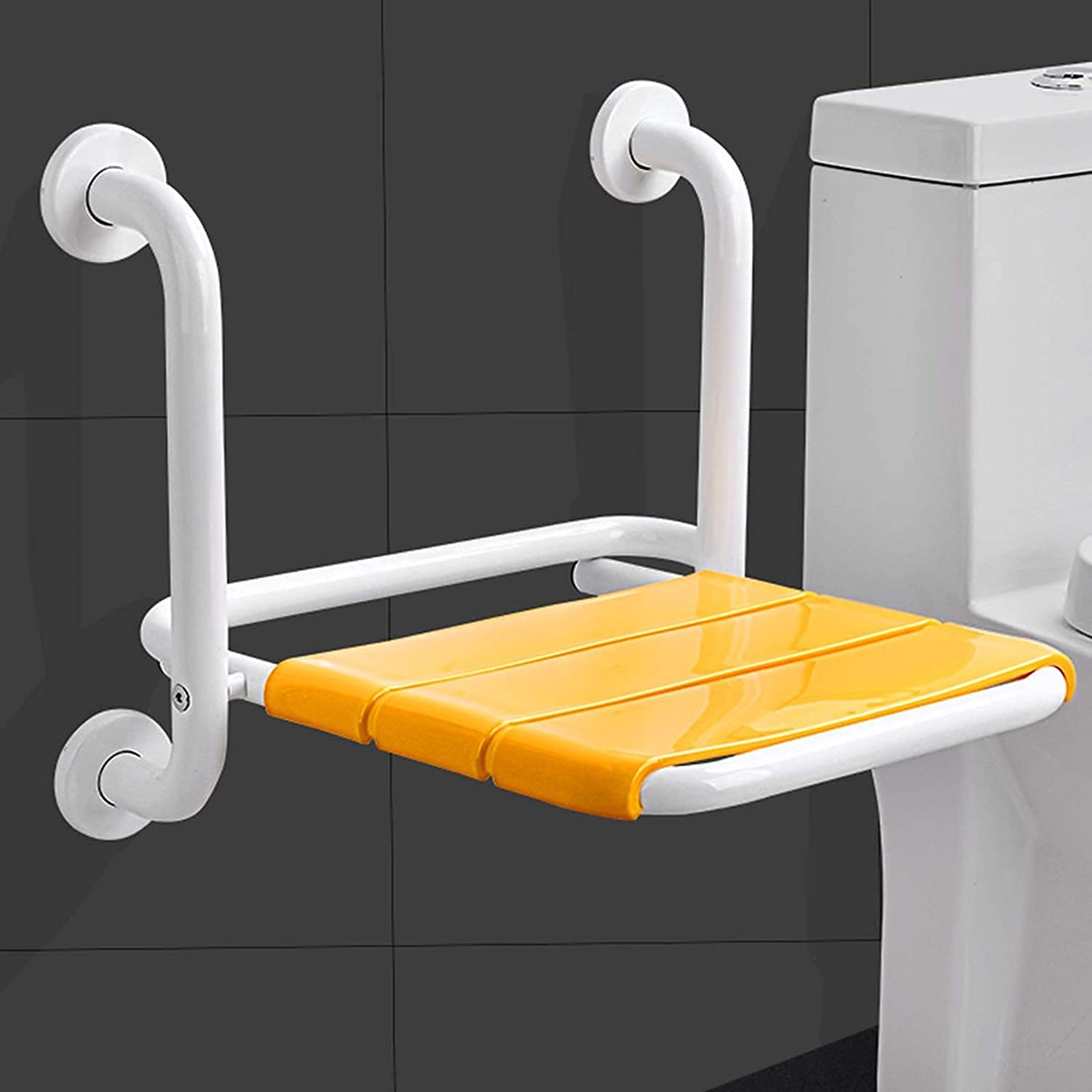 Barre de sécurité pliable PMR acier inoxydable jaune anti-goutte