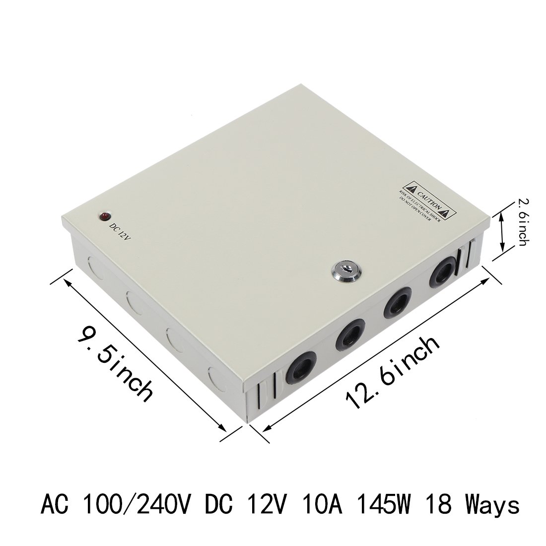 Aexit DC 12V 10A 120W 18-kanałowy port wyjściowy CCTV Rozproszony zasilacz Blokada klucza do kamery bezpieczeństwa(CC 12V 10A 120W 18 canaux Sortie CCTV Distribué Alimentation Bloc À Pour Caméra De Sé
