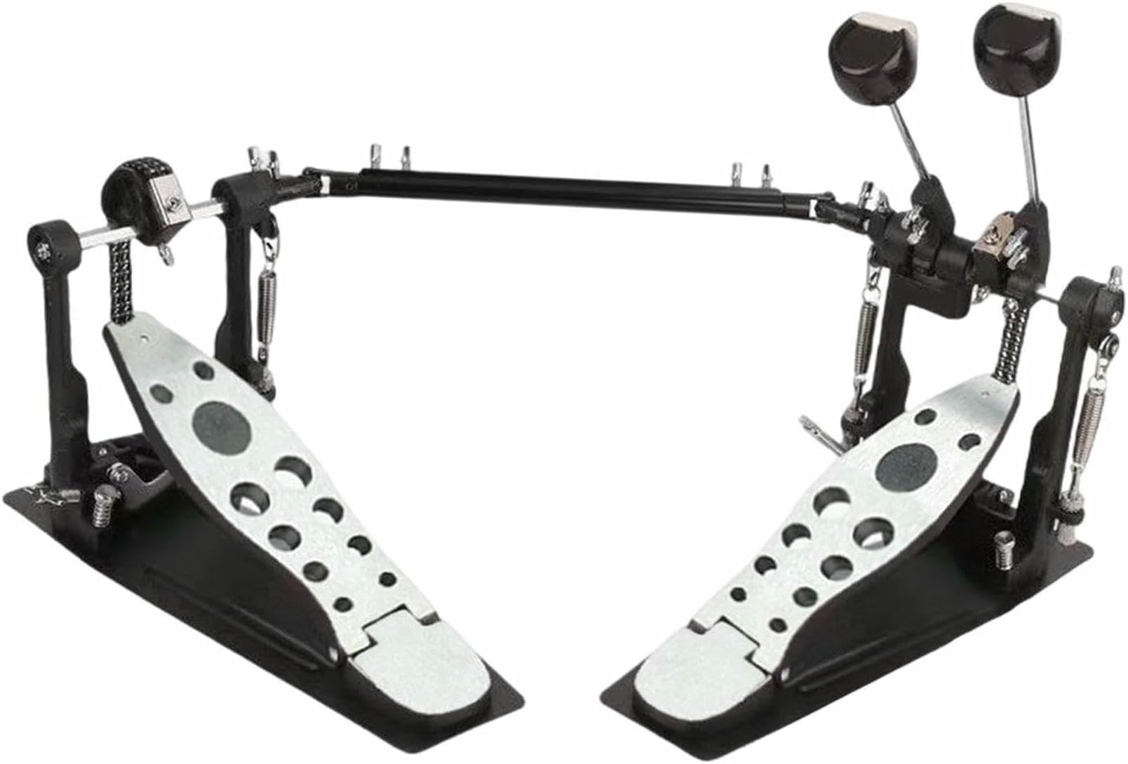 Doppio pedale per grancassa, molla e pedana completamente regolabili, piastra di base in gomma antiscivolo, compatibile con kit acustici ed elettronici