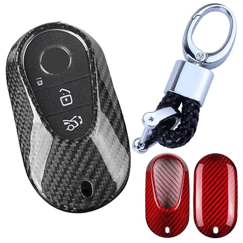 スマートキーケース S カーボン製 キーカバー Cクラス W206 S206 Eクラス W214 S214 GLC X254 C254 GT C192 Sクラス W223 SL R232 EQE V295 X294 EQS V297 X296(赤カーボン