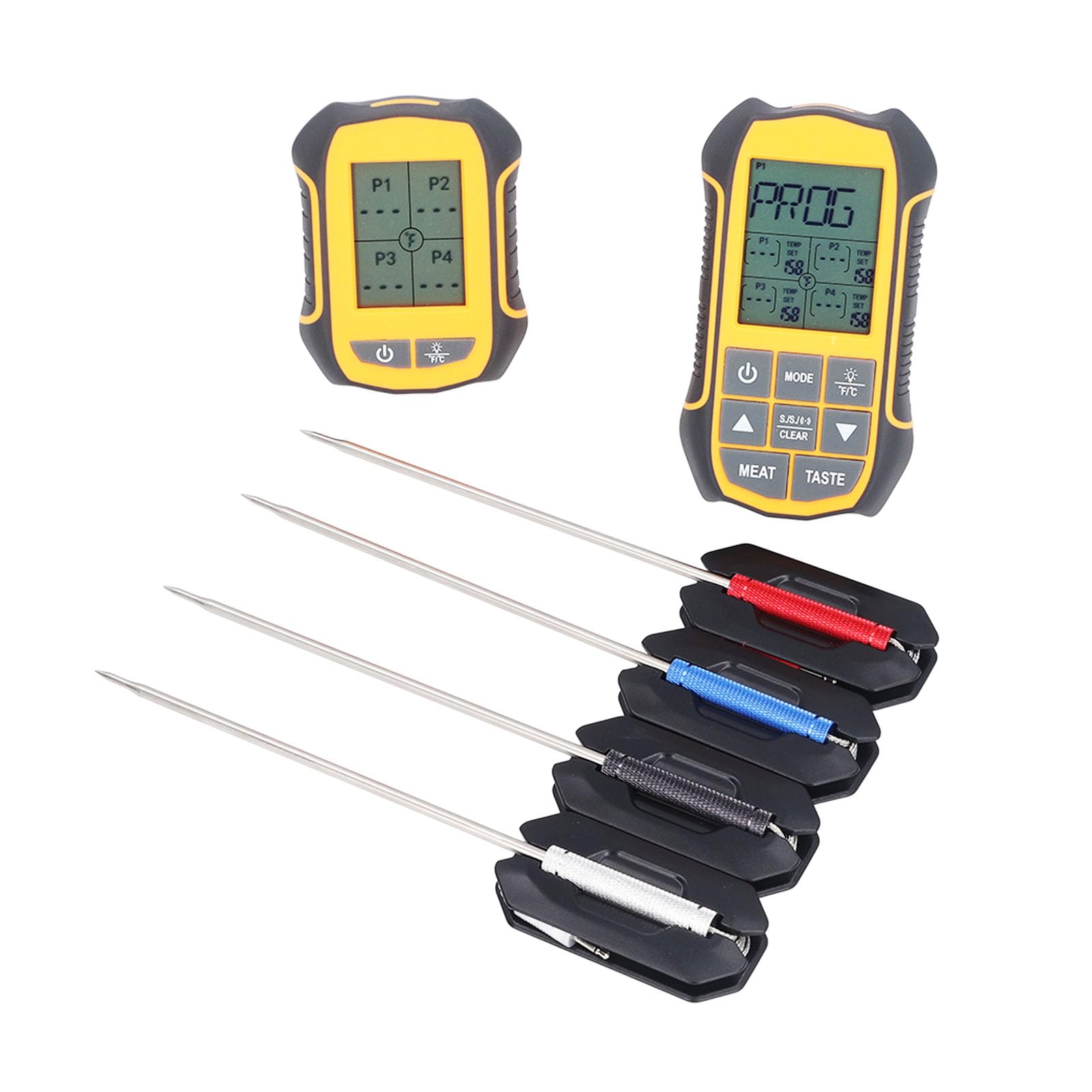 Sensore Termometro Intelligente Senza Fili Termometro Digitale per Forno Barbecue con Display Retroilluminato 4 Sonde per Cottura Grigliare Fumare
