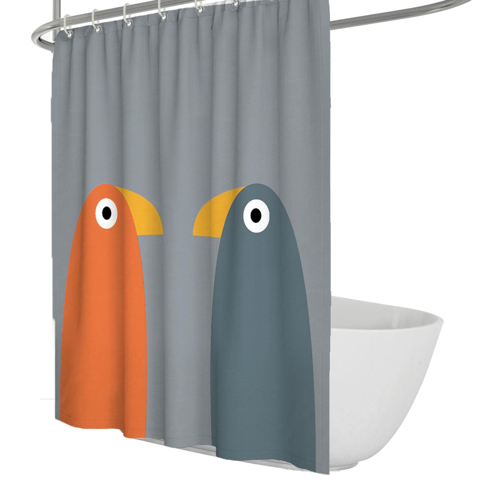 Tier Duschvorhang, Cartoon Stil Stoff Stoff Badezimmer Dekor Set mit Haken, trockene und nasse Trennung Trennvorhang 180Wx200Lcm