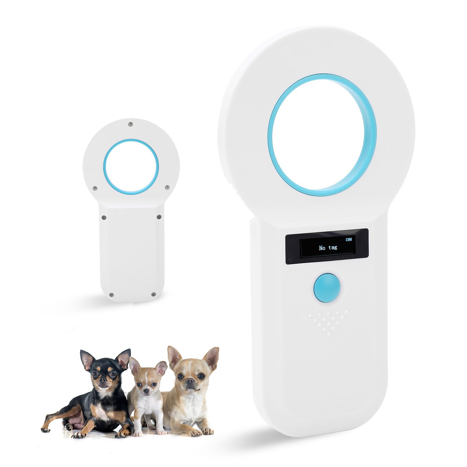 Scanner de Lecteur de Puces pour Animaux de Compagnie, Scanner D'identification de Puce RFID pour Animaux de Compagnie avec Stockage de Données de 128 Enregistrements, Scanner