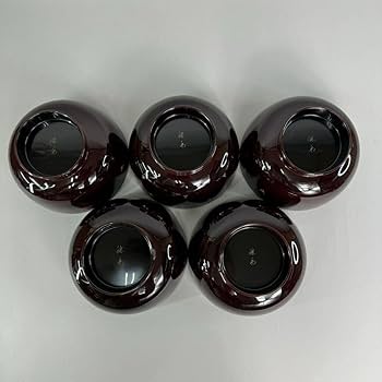 Amazon.co.jp: 輪島塗 沈金師福久勝利 こぼれ梅 梅花文煮物椀 5客 共箱