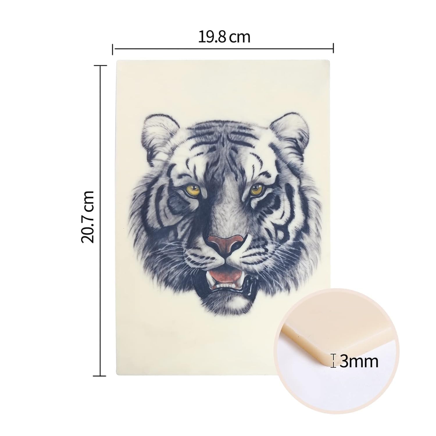 Dragonhawk Kit de Piel de Práctica para Tatuajes - 5 Piezas de Silicón de 3mm de Grosor, Doble Cara con 20 Hojas de Papel de Transferencia A4 para Tatuajes - Para Principiantes y Profesionales