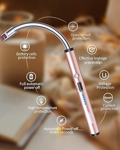 Miniatura 57 de VEHHE Encendedor USB, encendedor de velas de arco recargable con pantalla LED de batería, encendedores de cuello flexibles largos para parrilla
