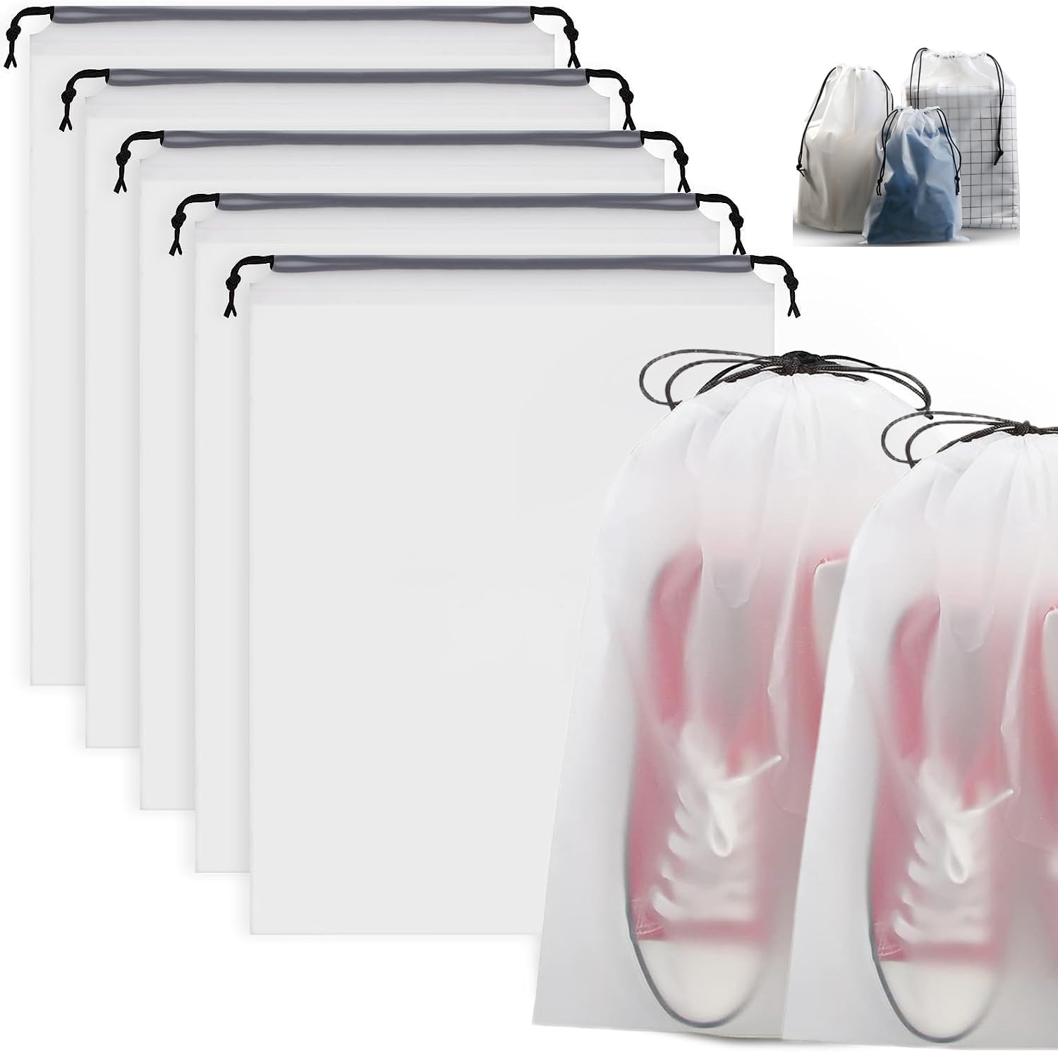 20 Pcs Travel Shoe Bags Shoe Organizer for Packing Clear Drawstring Travel Shoe Bag for Luggage 20 Pcs Travel Shoe Bags Shoe Organizer for Packing Clear Drawstring Travel Shoe Bag for Luggage