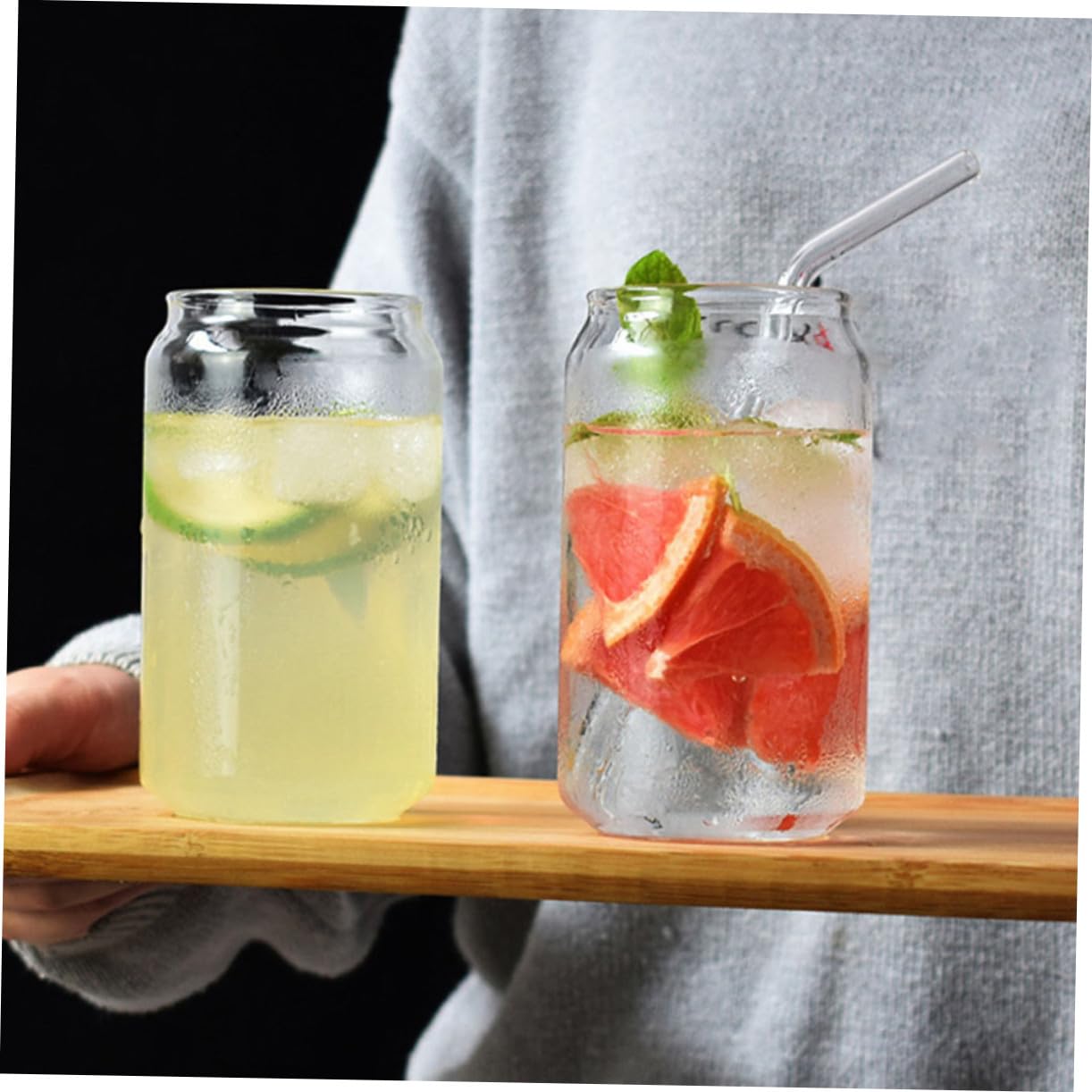 Set Da 4 Bicchieri in Vetro Resistenti Al Calore Coperchio e Cannuccia, Bicchieri Per Tè, Bevanda Calda, Latte, Cocktail, Per Casa e Feste
