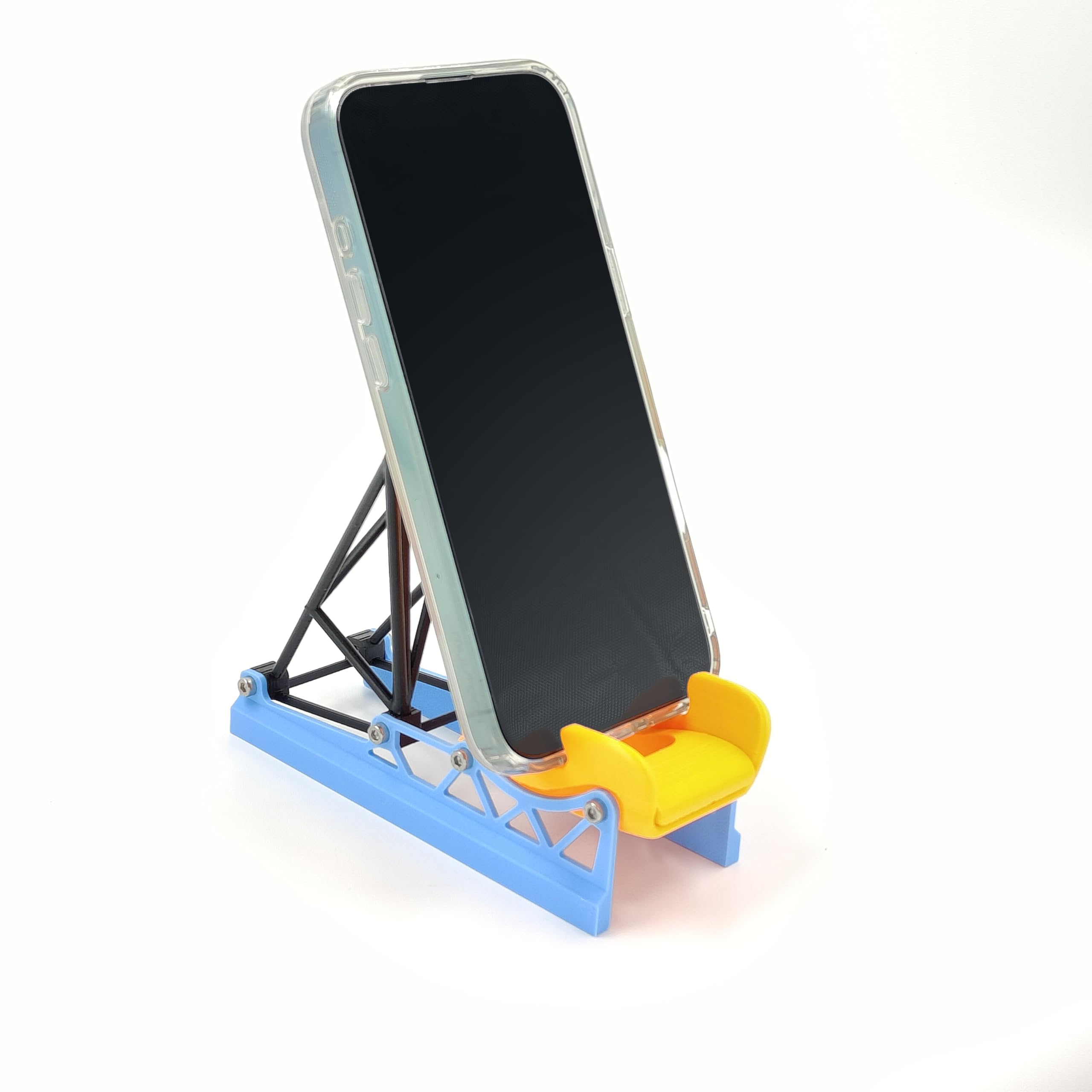 Racing Seat Phone Holder | 3D Printed | Roll Cage Frame | Charging Slot | Stable Design | for Desk or Shelf | Gift for Car & Racing Fans | Compatible with iPhone & Android Phones (Orange Black Blue)-image-45