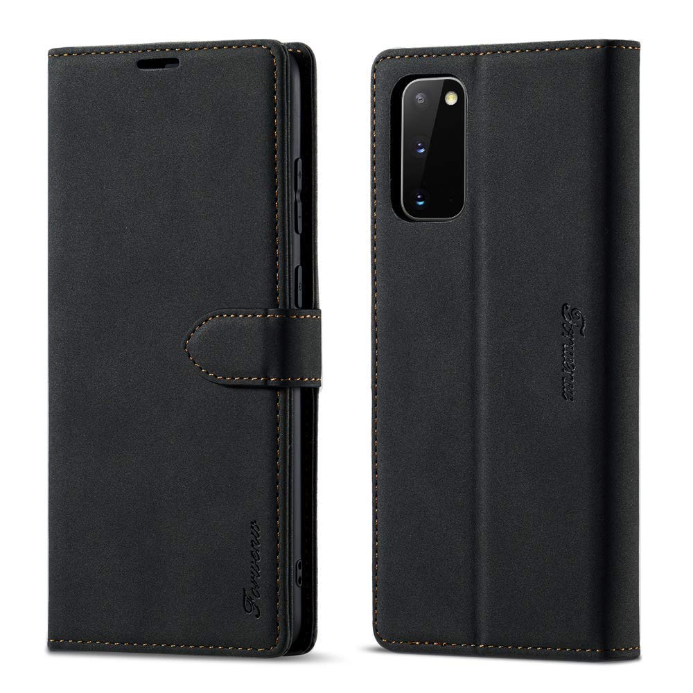 L-FADNUT for Samsung A51 Phone Case Wallet Case with Card Holder for Samsung A51 Women Girls Men Leather Flip Cover Shockproof Stand Case for Samsung Galaxy A51 Black