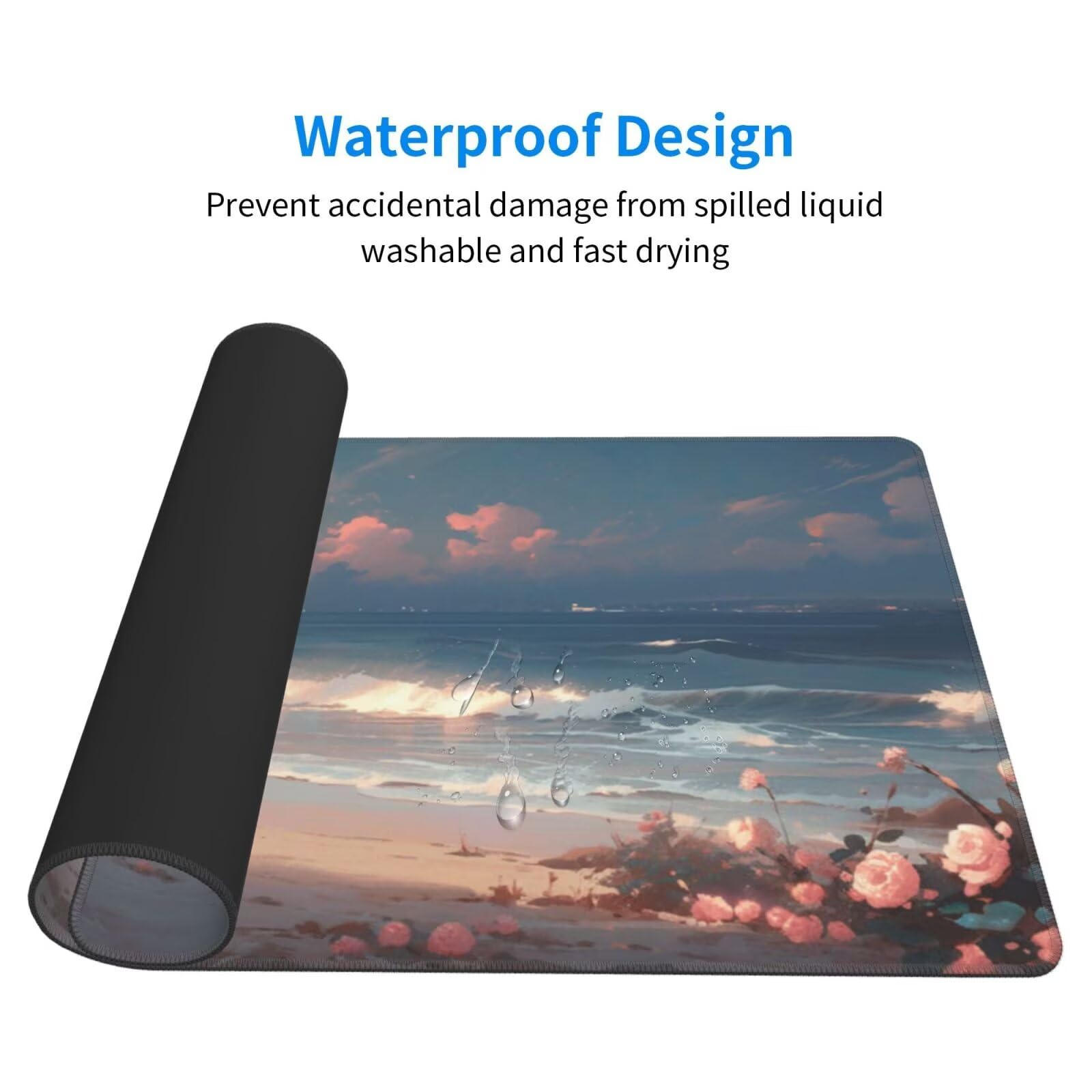 Gaming Mauspad XXL 1200x600x3mm Mousepad Verlängertes Groß Mauspad Schreibtischauflage,Genähte Kanten rutschfeste Gummibasis,Verbessert Präzision Geschwindigkeit Office Sonnenaufgang Blumen L-5632