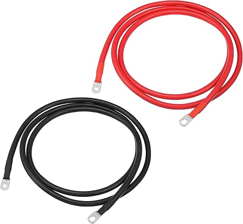 VekAuto 1 par de cables inversores de batería de cobre, calibre 2 AWG, cable de batería de 7 pies, universal para automóvil, vehículo, RV,