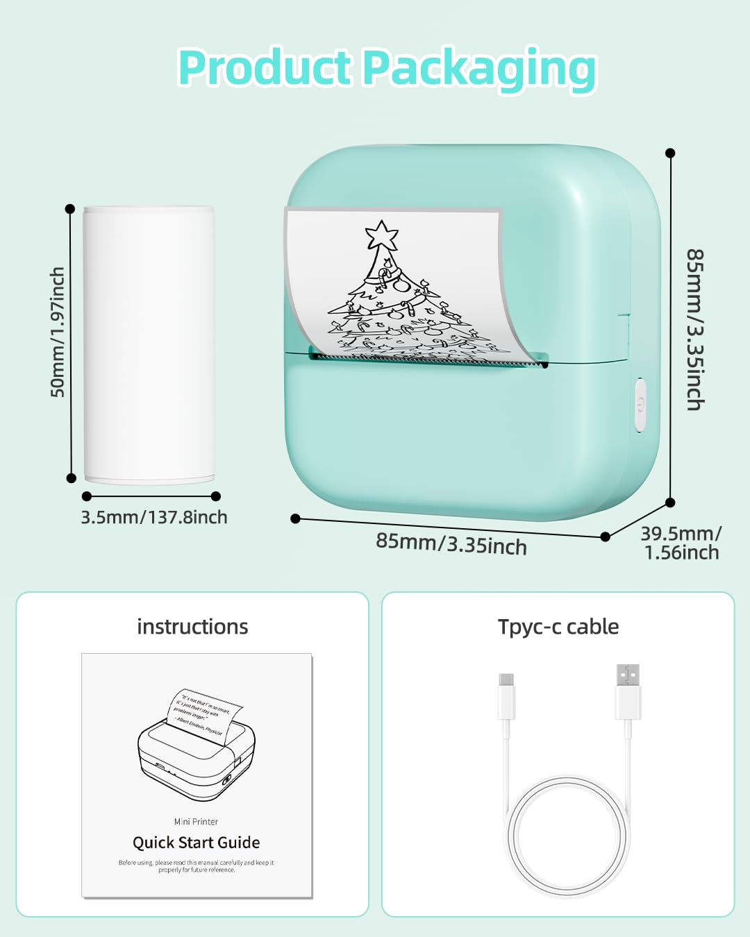 Phomemo M02X Mini Imprimante Thermique Bluetooth Portable sans Encre