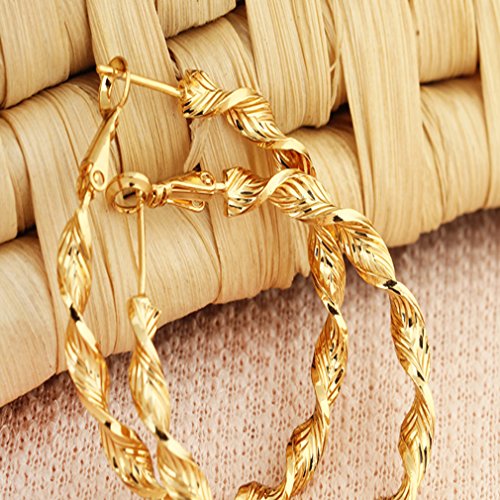 YAZILIND Circle Polished Shiny 18k Gold Plated Twisted Extra Large Omega Back Hoop Earrings3