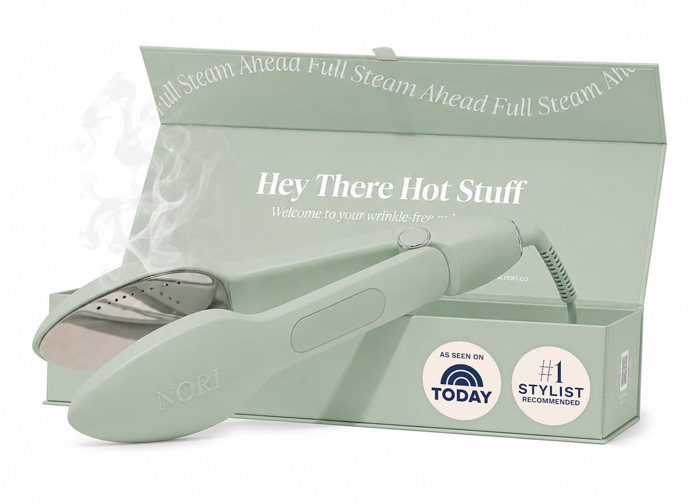 Nori Press Travel Steam Iron - Handheld Iron With 6 Fabric Settings - Green