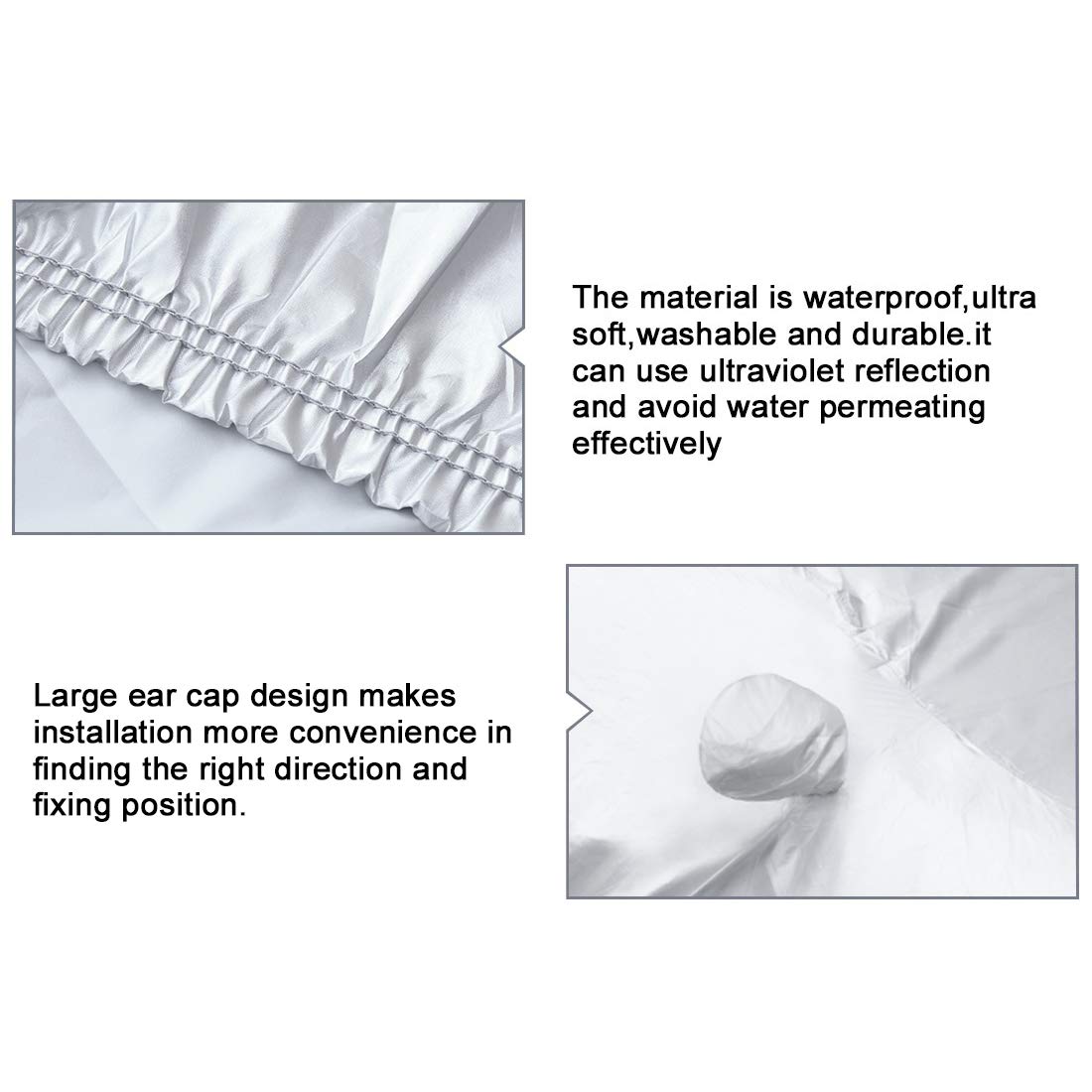 uxcell 3XXL Silver Tone 190T Car Cover Outdoor Weather Waterproof Scratch Rain Snow Heat Resistant W Mirror Pocket — view 6