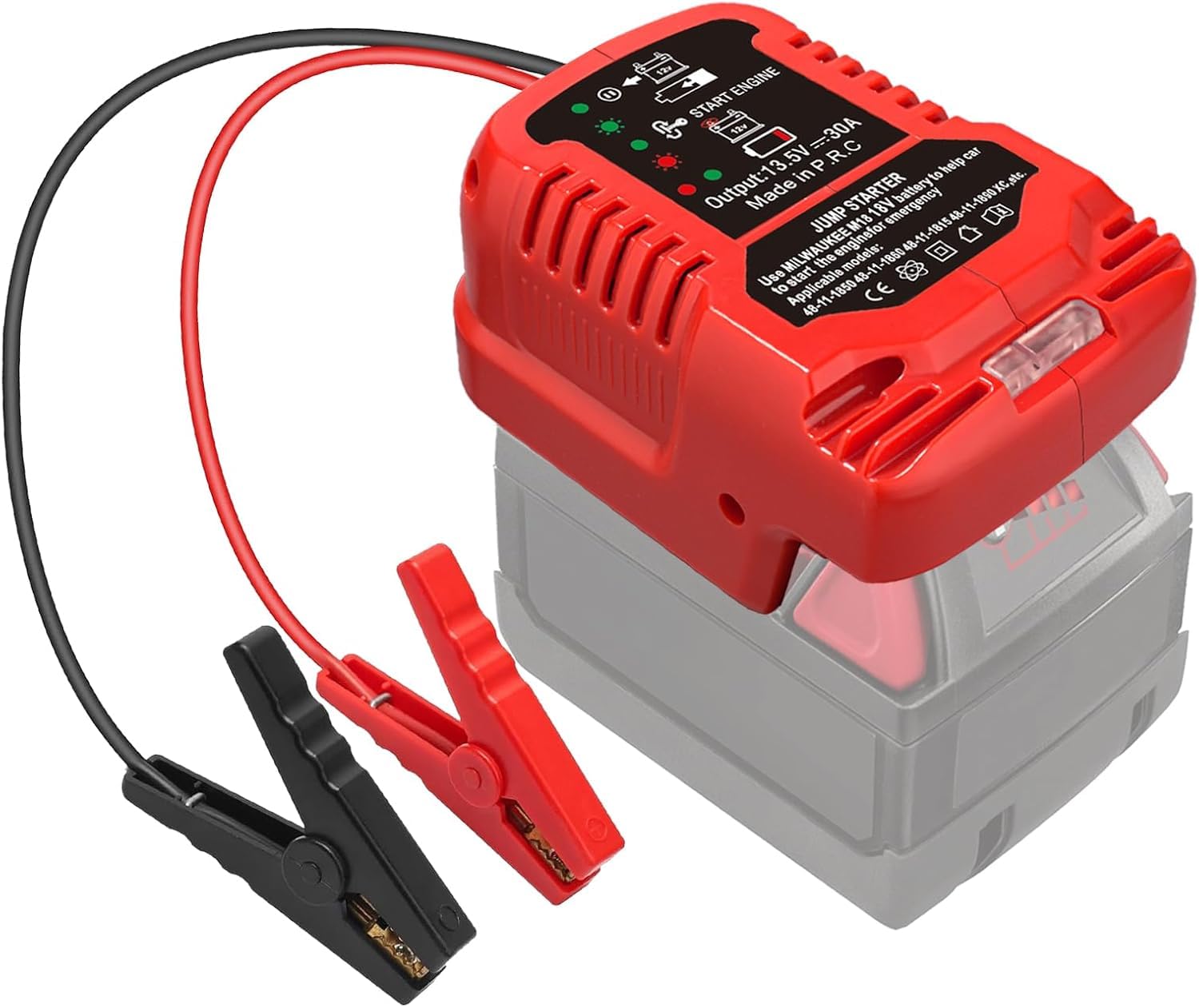 Garras de Cabo de Partida para Bateria Milwaukee M18 18V - Cabos Automotivos Booster 11AWG (Sem Bateria)