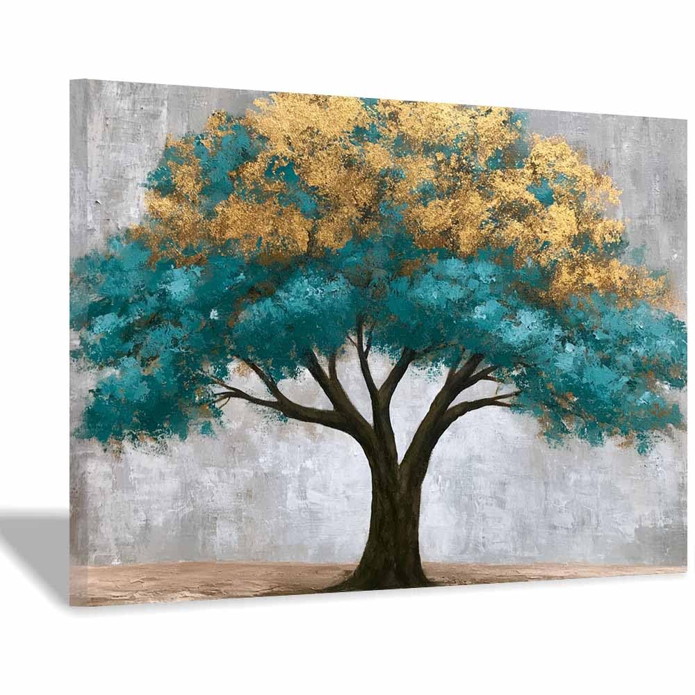 HOQIU Tree Of Life Wall Art Magical Glows Tree canvas prints, nature wall art, for Bathroom Home Office Decor(Multicolor)-70x100cm Framed