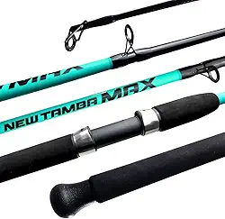 Jaú Pesca New Tamba Max Vara de Pesca, Fibra de Vidro, Verde Neon e Acqua, 2 Partes, Potência Pesada 30-60 lbs, para Peixes de Médio e Grande Porte