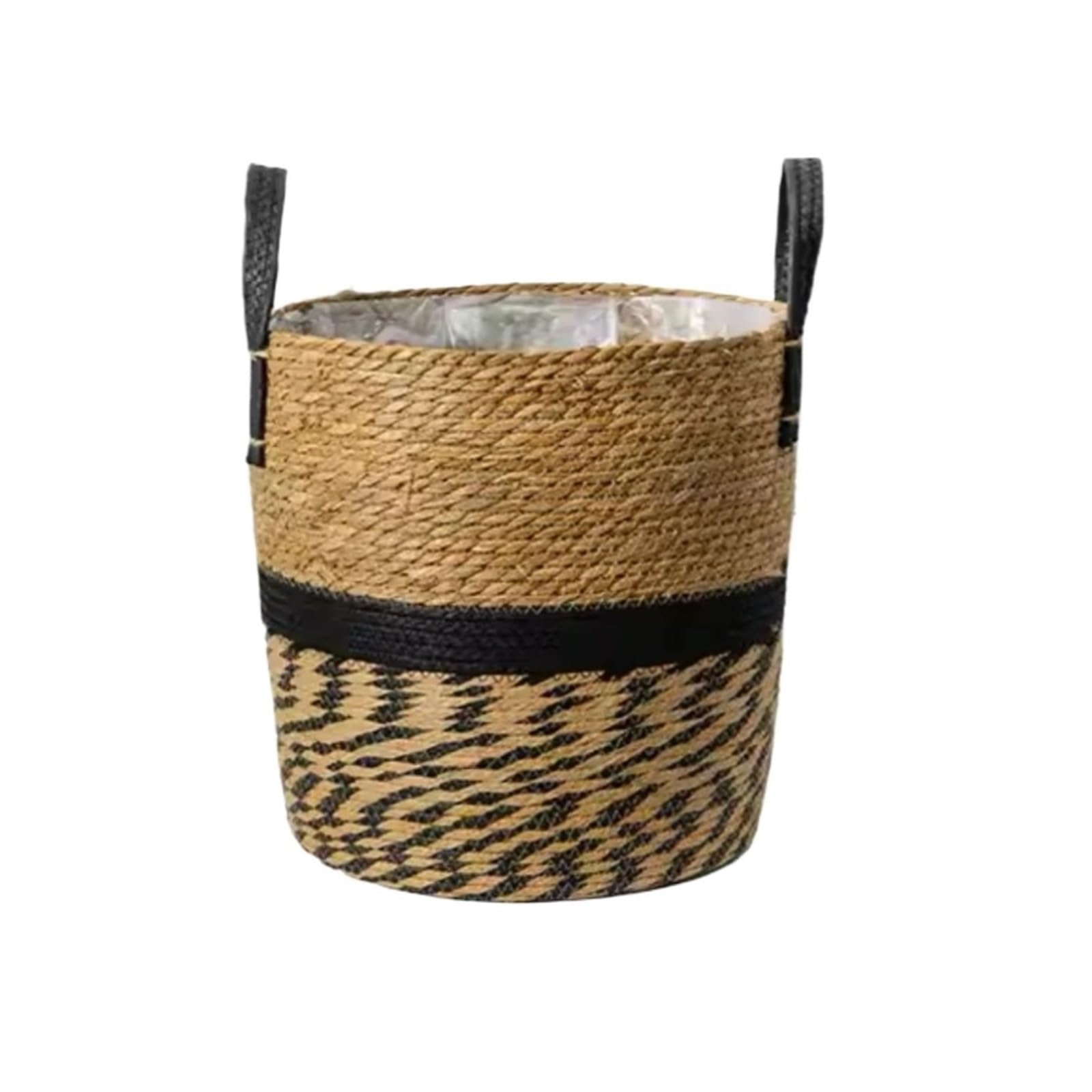MKYYIOED Rattan Plant Pot 3pcs Fancy Wicker Planter Basket,Flower Pot, Home Decor, Garden, Seagrass Storage Baskets, Toy Holders(Black 22CM)