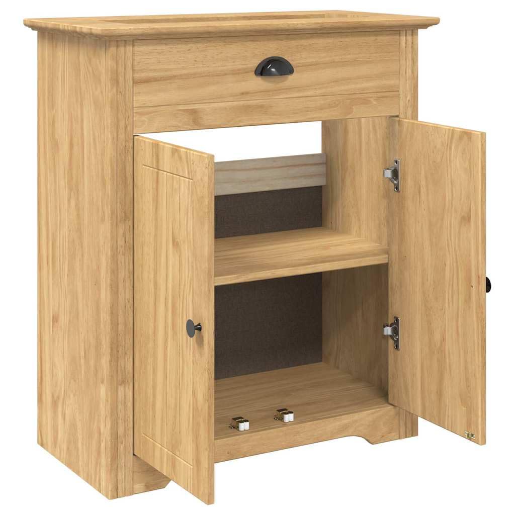 Bodo Armoire de salle de bain marron miel 70 x 35 x 80 cm en bois avec 2 portes, espace de rangement pour ensemble de meubles de salle de bain, idéal comme meuble sous lavabo, armoire de