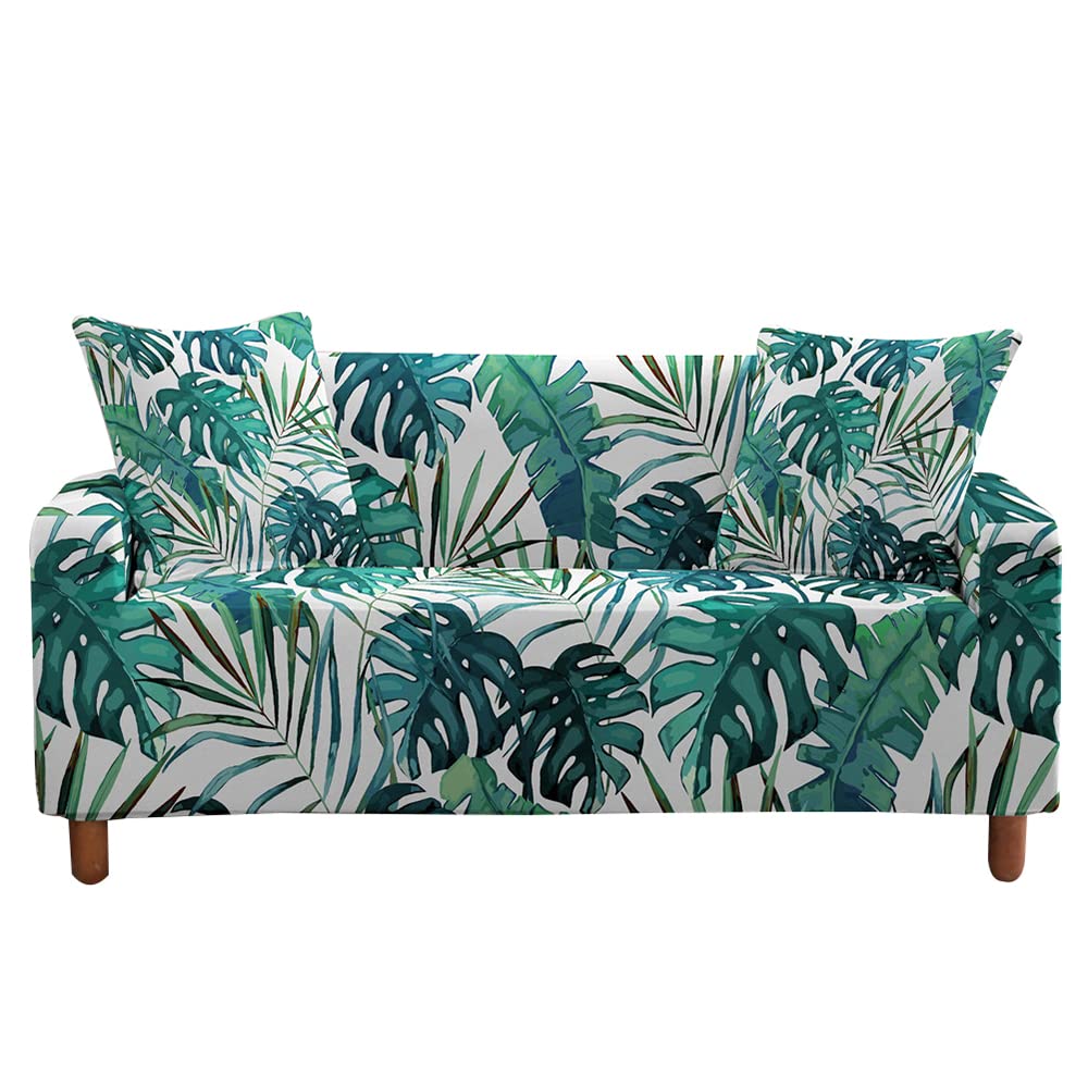 Highdi Turtle Leaf Leaf Pattern Sofa Cover 1/2/3/4 Seater, Sofa Slipcover Stretch Washable Furniture Protector Non Slip Sofa Covers For Loveseat Couch Sofa (,4 Seater)