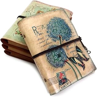 FUNOMOCYA Caderno Vintage Para Meninas Diário De Couro Caderno De Bolso De Couro Caderno Retro Encadernado Diário Bloco De Notas Diário Diário Recarregável Diário Clássico Feito À