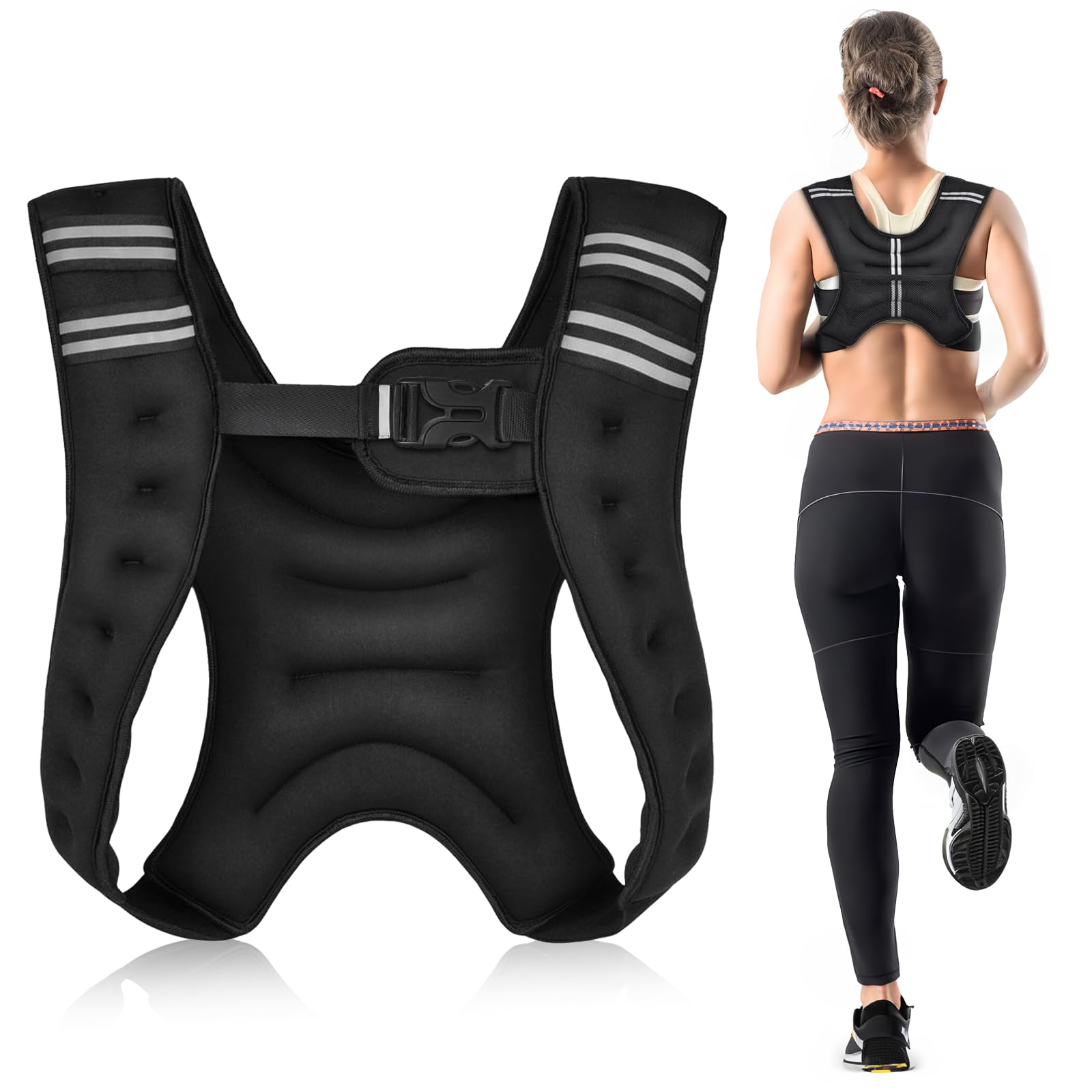 Weighted Vest 6 5lb 3KG Weight Vest with Reflective Stripe Body Weight Vests Adjustable for Men Women Workout