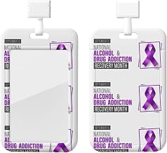 Drug Alcohol Addiction Recovery Awareness Id Card Badge with Lanyard,Name Tag Holder, Hard Plastic Id Protector,Card Case for Staffs Teacher Student Doctor Nurse, White