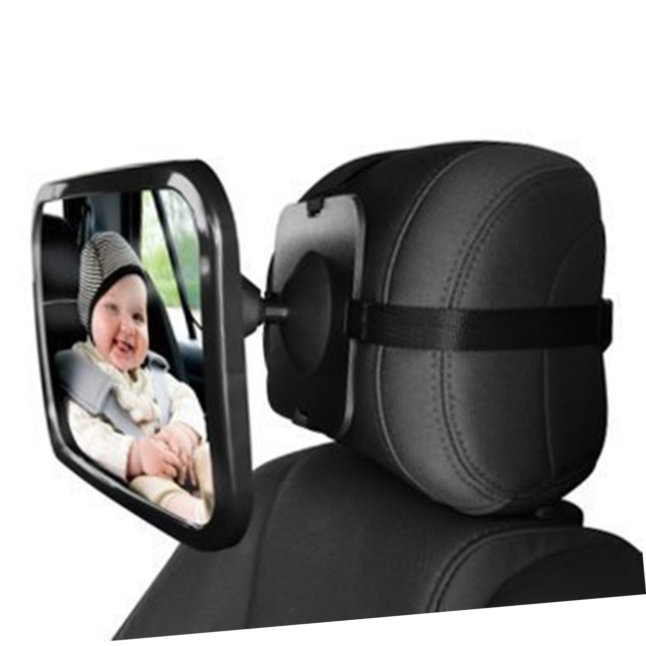 Specchio Auto Posteriore per Ragazzo Ragazza, Regolabile 360 Gradi Nero | Installazione Semplice, Rimozione Rapida, per Guida Quotidiana Struttura in Plastica e Superficie a Specchio