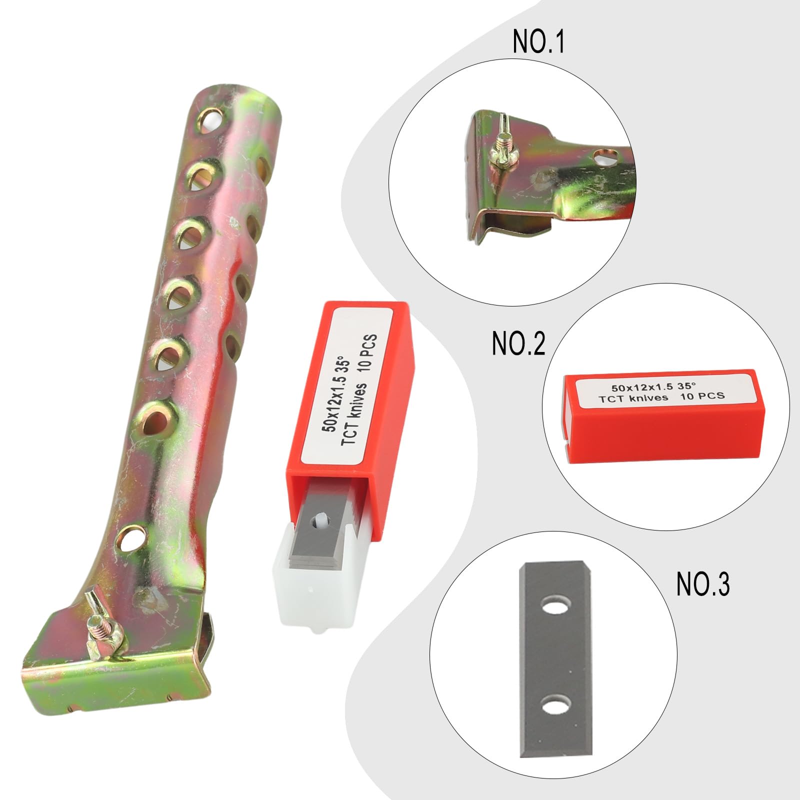 Lame per raschietti per vernice, in carburo di tungsteno, 10 lame di ricambio con 1 raschietto per vernice, per superfici in legno, 50 x 12 x 1,5 mm, quadrate
