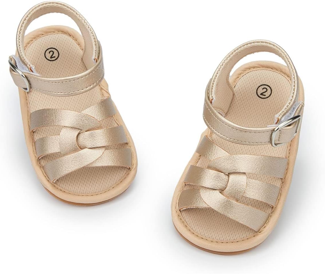 Infant Baby Girls Boys Sandals Summer Beach Outdoor Bowknot Soft Rubber Sole Toddler Princess Dress Flats Walking Shoes