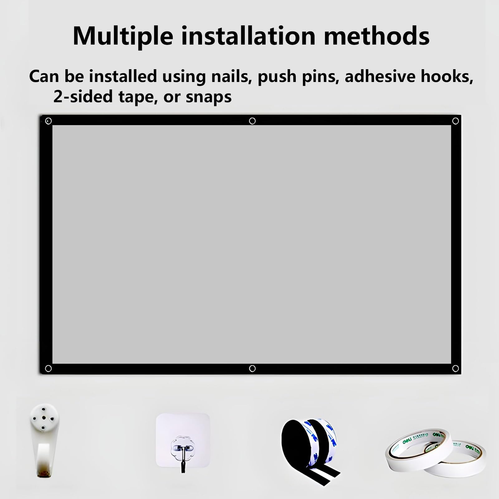 Pantalla de Proyección Plegable de 60/100 Pulgadas, 16:9 Full HD 3D 4K, Cortina de Cine Portátil sin Arrugas for Home Cinema y Presentaciones Escolares(120in)