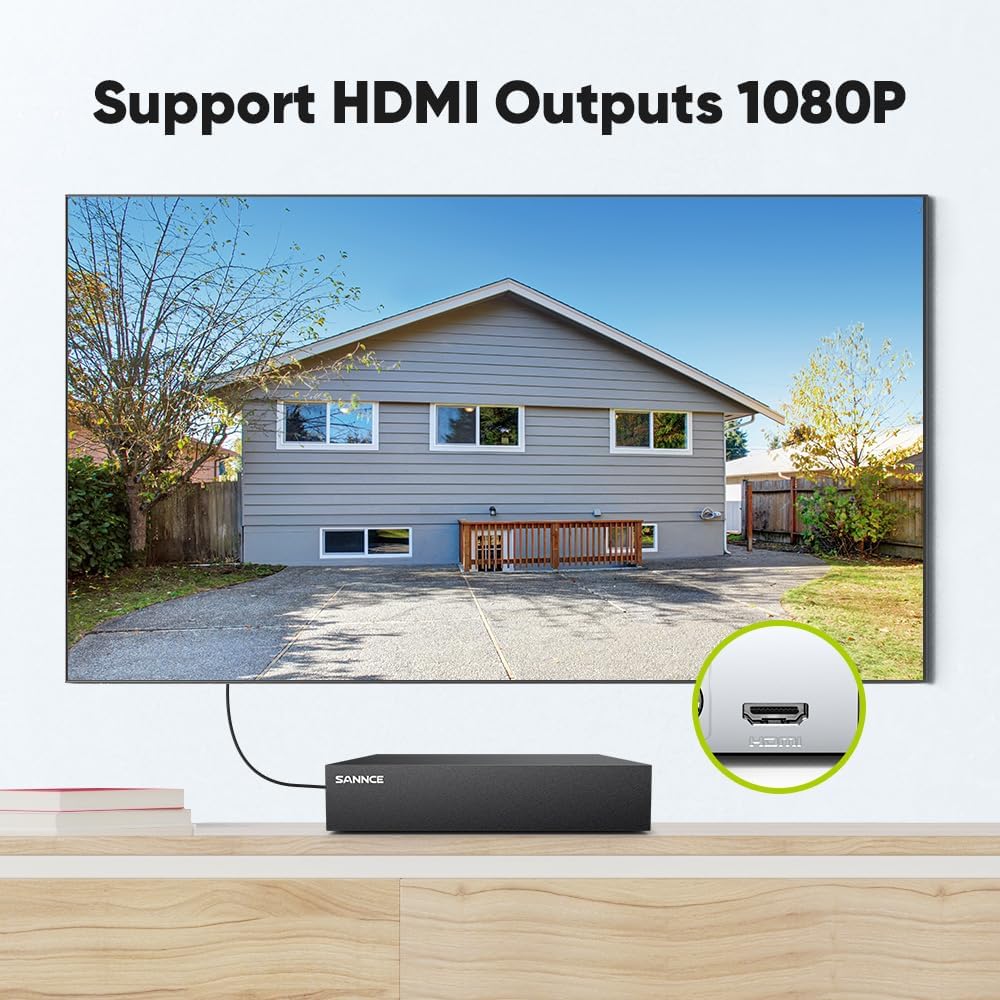 SANNCE Système de caméra de Surveillance 8CH 1080P 5 en 1 CCTV DVR avec Disque Dur de 1 to 4 × 2 MP caméras de Surveillance filaires étanches avec Vision Nocturne de 100 Pieds, Alarme de Mouvement