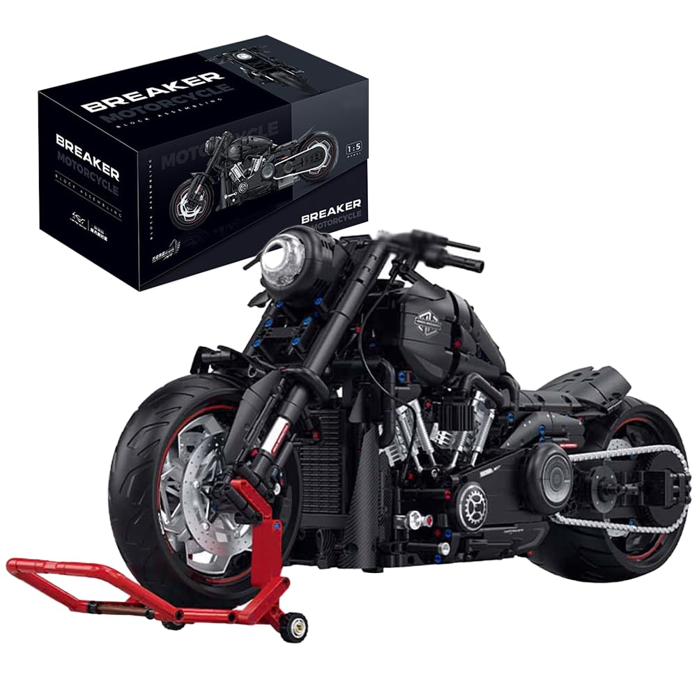 Technik Motorcycle Building Kit for Harley Breakout, 1:5 Technic Motorbike Construction Toys, MOC Racing Motorcycle Building Kit for Teens or Adults, Compatible with Lgo - 2260 Pieces