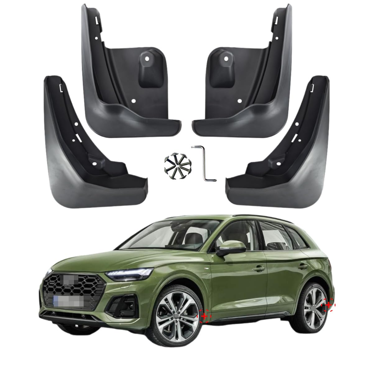 Acwyahso Car Mud Flaps for Audi Q5 Q5 Sline SQ5 2021-2024 Splash Guards Mudguards Front Rear 4pcs - Anti-Scour & Impact Resistant, Heavy Duty Stone Shield