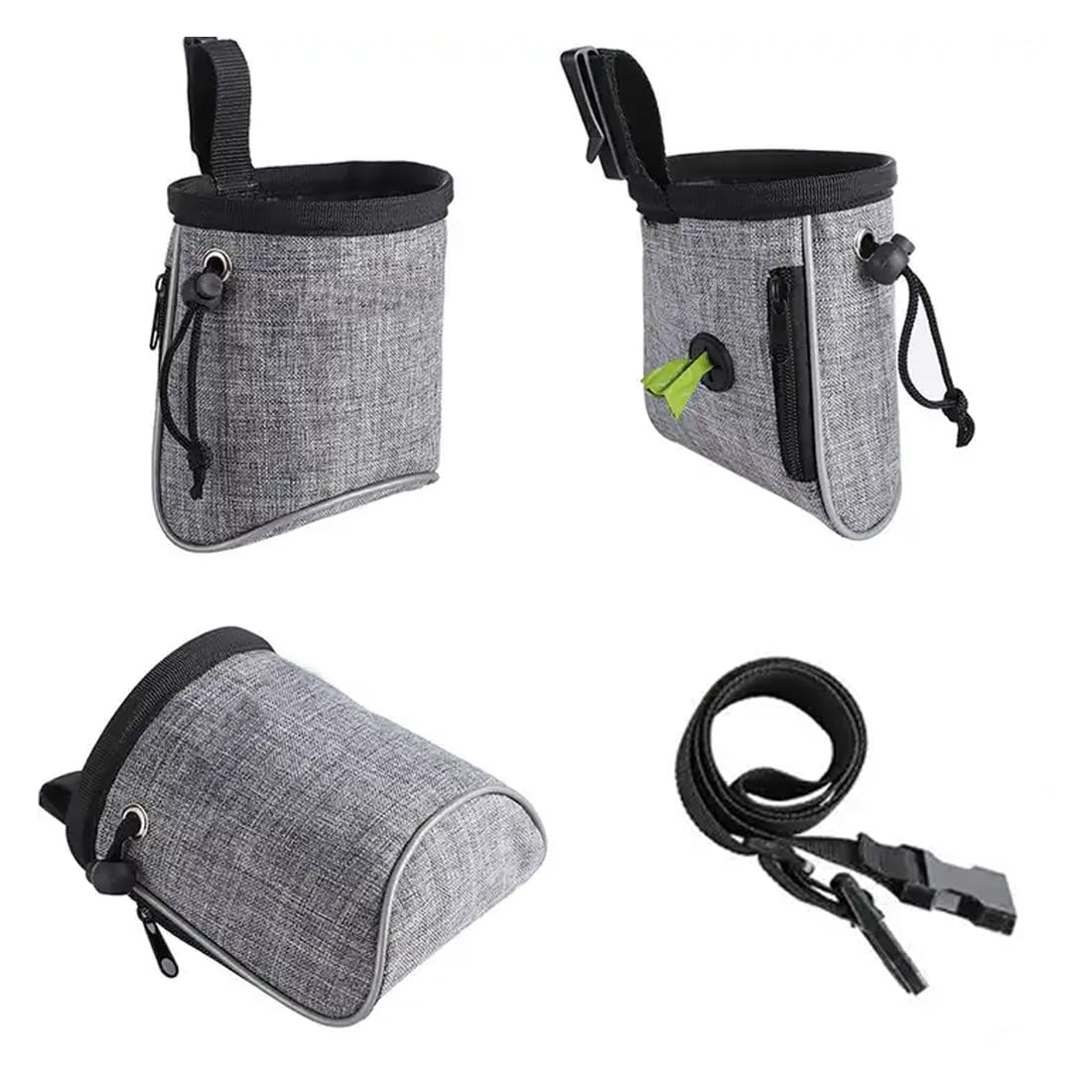 KGDUYC 1PCS Bolsa de Entrenamiento para Perros- Bolsa para Premios Perro, para Uso Exterior Negro,Bolsa Premios Perro Bolsa para Chuches Perro con Dispensador de Bolsas de Caca y Cinturón Ajustable