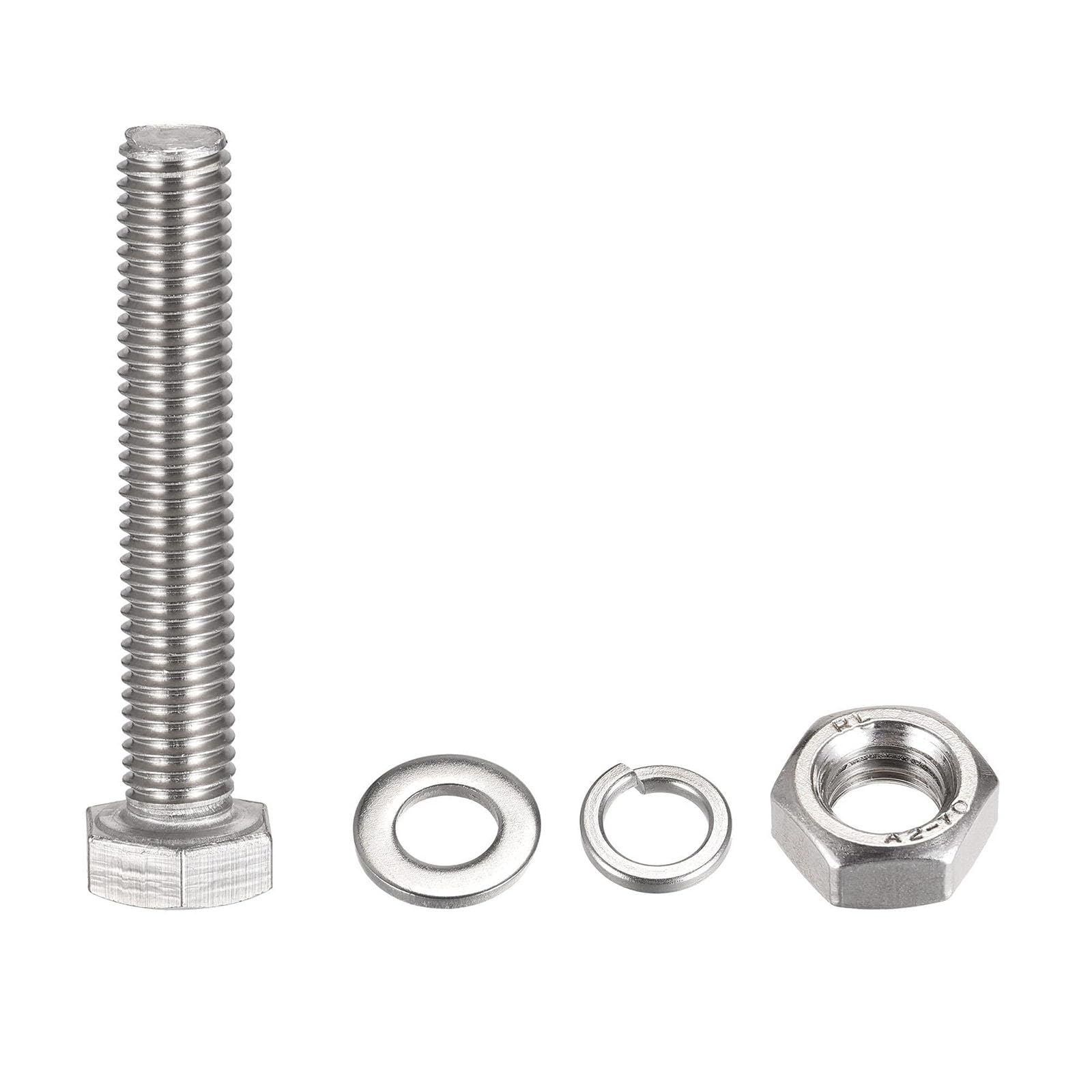 TOP-VIGOR 4Pcs M10 x 60mm Hex Head Screws Bolts, Nuts, Flat & Lock Washers Kits - Image 3