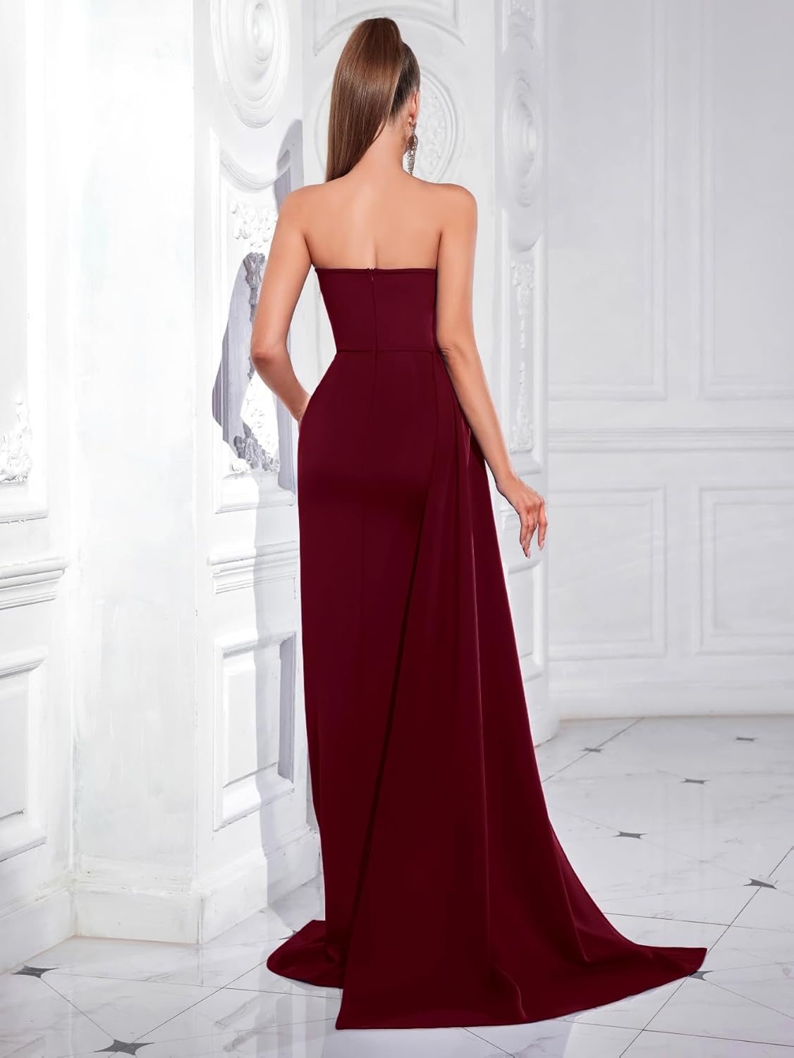 Strapless Evening Gown Floor Length Prom Formal Dress Cocktail Party Sexy Gala Maxi Wedding Guest Dresses Elegant - Image 7