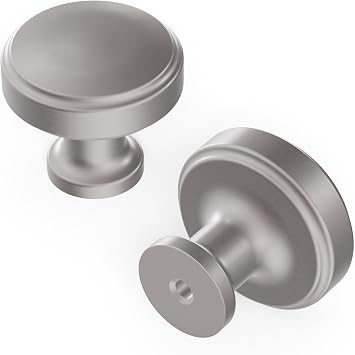 Hickory Hardware Kitchen Cabinet Knob, Quality Drawer and Dresser Knob, Handle Pulls for Cabinet Doors, Bathroom Drawers, 1-1/4 Inch, Satin Nickel, Piper Collection