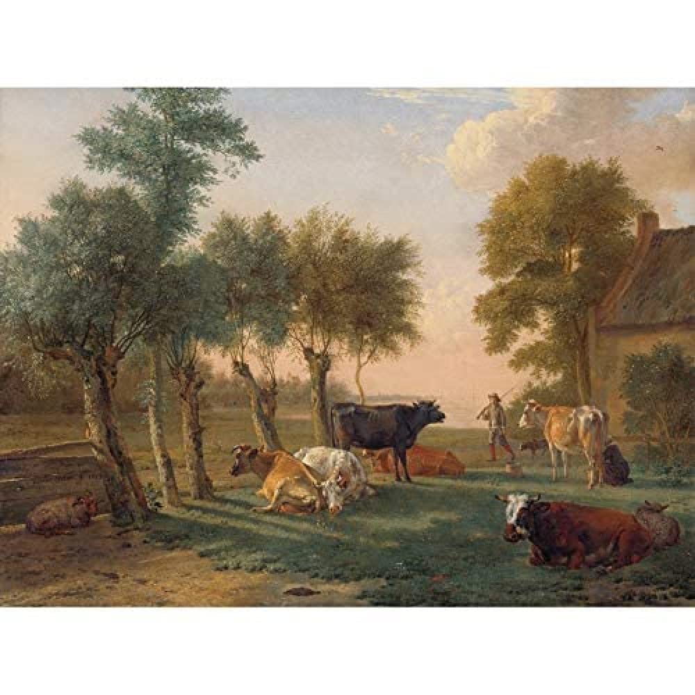 Artery8 Paul Gabriel Cows In A Meadow Near A Farm Painting Art Print Canvas Premium Wall Decor Poster Mural