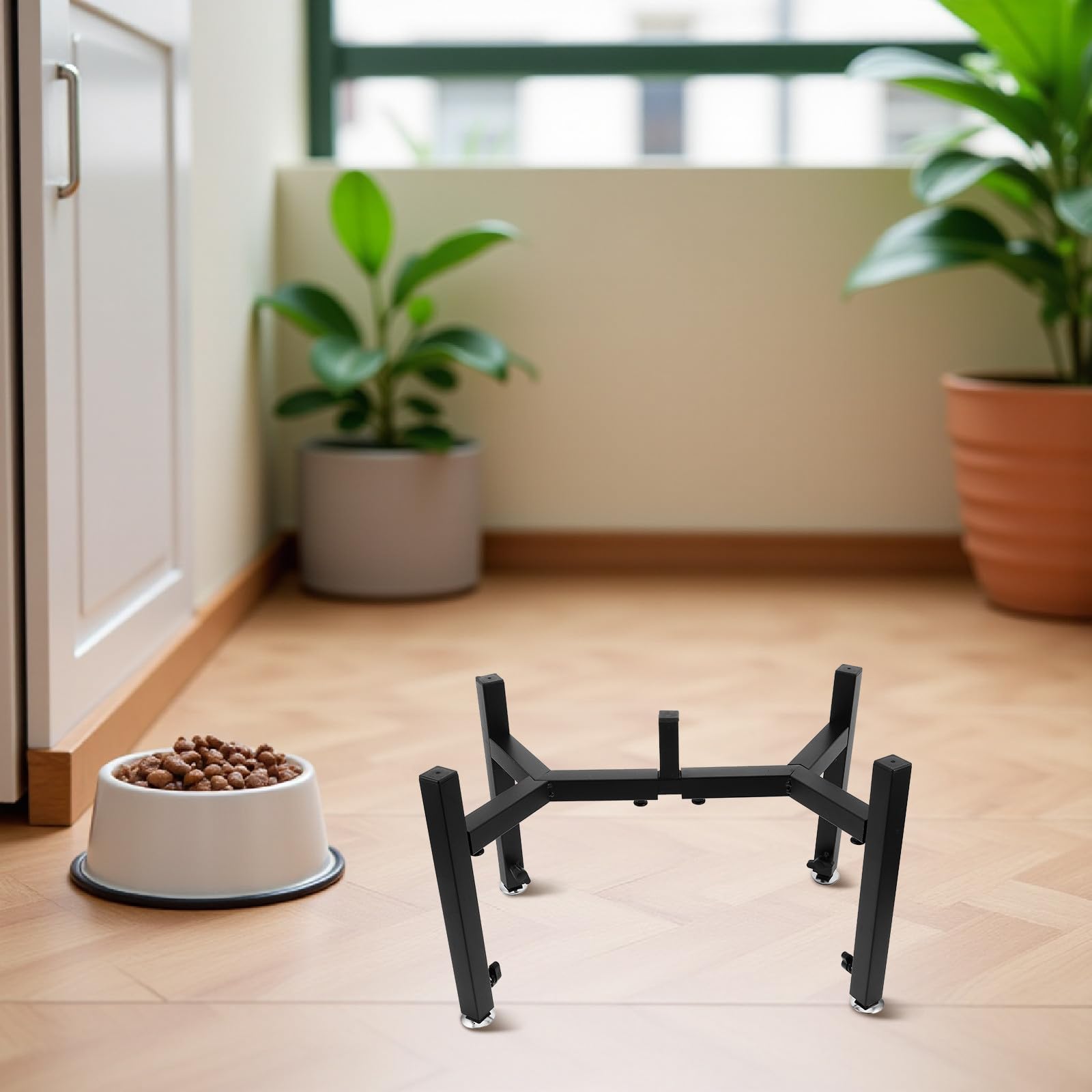 Soporte Ajustable para Comederos Elevados de Acero Inoxidable Doble Cuenco para Perros, Plataforma Estable y Diseño Ergonómico para Camping y Exteriores