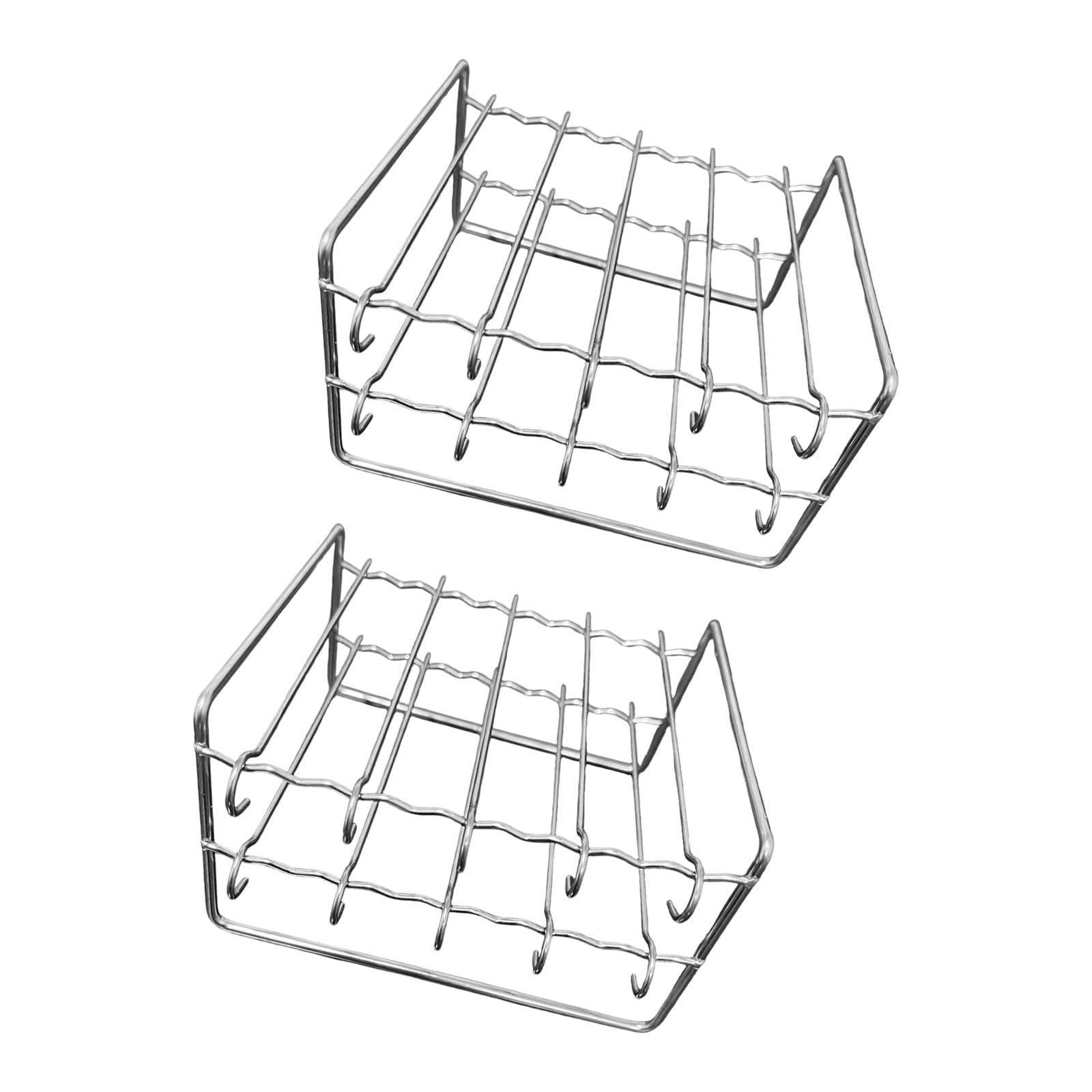 hogtnd Set of 2 Stainless Steel Air Cooking Grates with Skewers, Space-Saving and Evenly Heating, Stainless Steel Skewer Stand for Hot Air Fryers