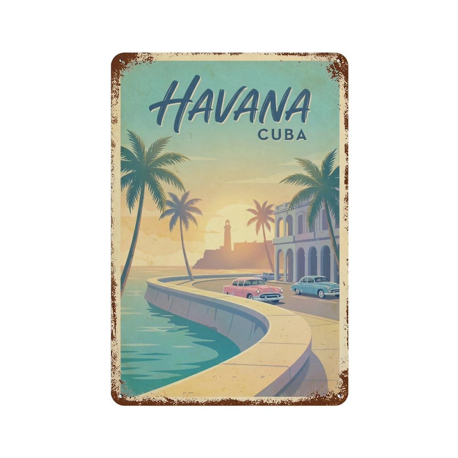 Metal Tin Sign Vintage Travel Cuba Havana