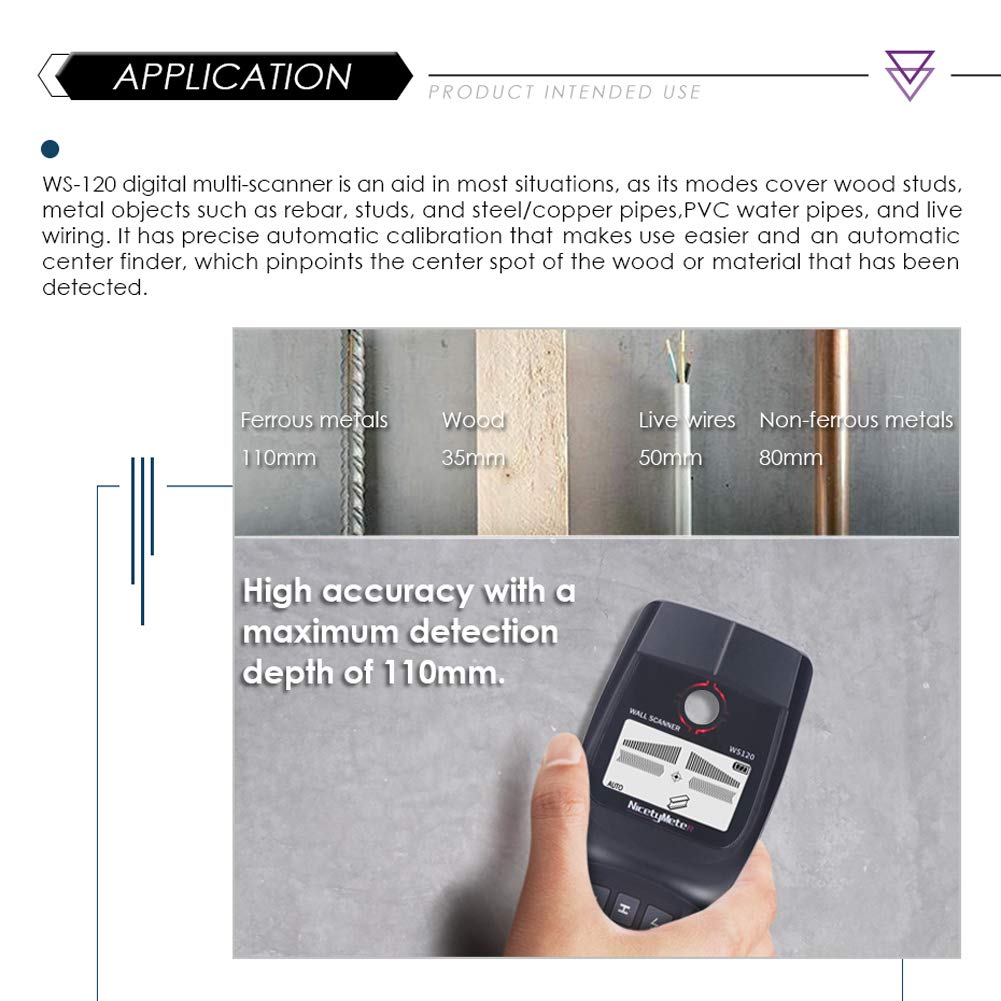 HMTE Detector de Metales 3 en 1, Find Wall Scanner Cable de Madera Cable eléctrico Buscador de Pernos con LED y Alarma de pitido